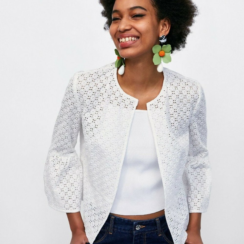 Zara short jacket cutwork embroidery lace